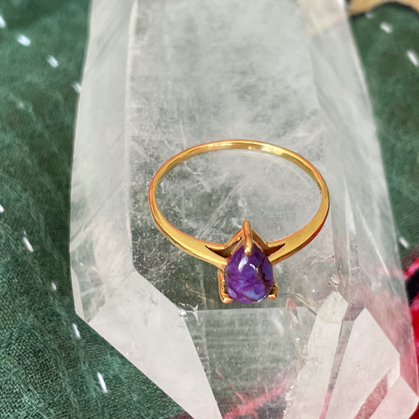 Gold Purple Copper Turquoise Ring