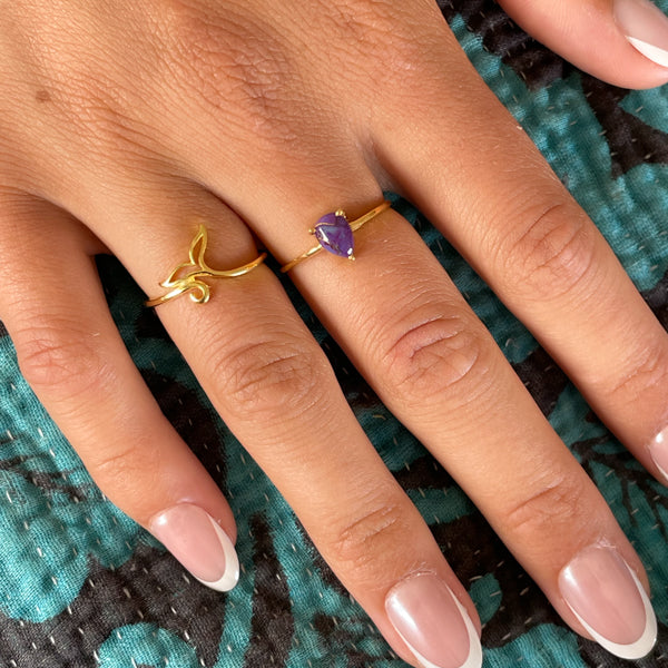 Gold Purple Copper Turquoise Ring
