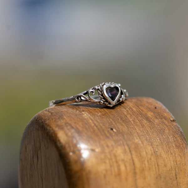 CZ Amethyst Heart Ring
