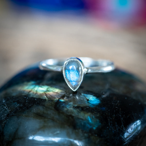 Labradorite Pear Ring