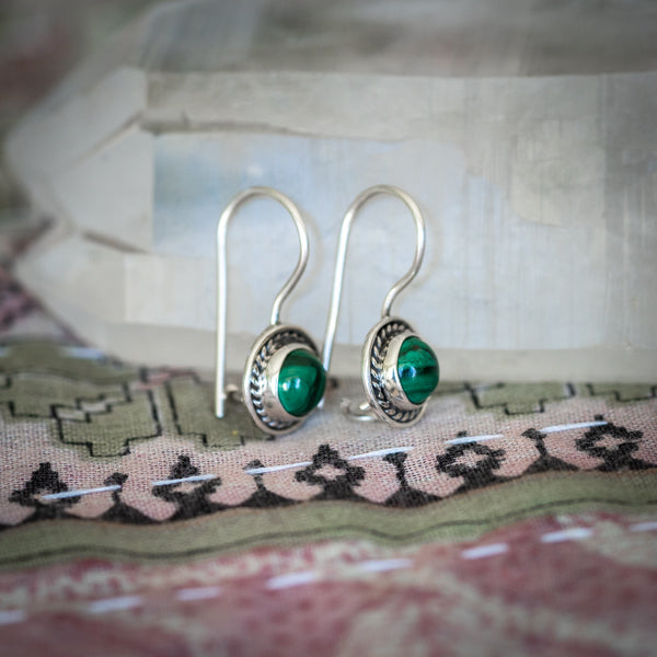 Circle Malachite Earrings