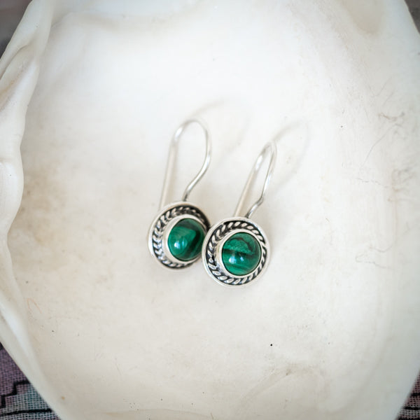 Circle Malachite Earrings