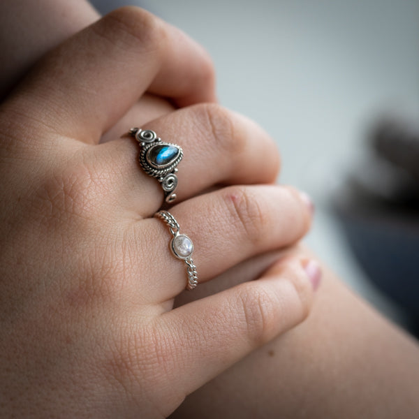 Moonstone Chain Ring