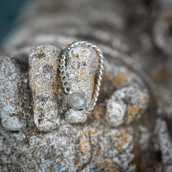 Moonstone Chain Ring