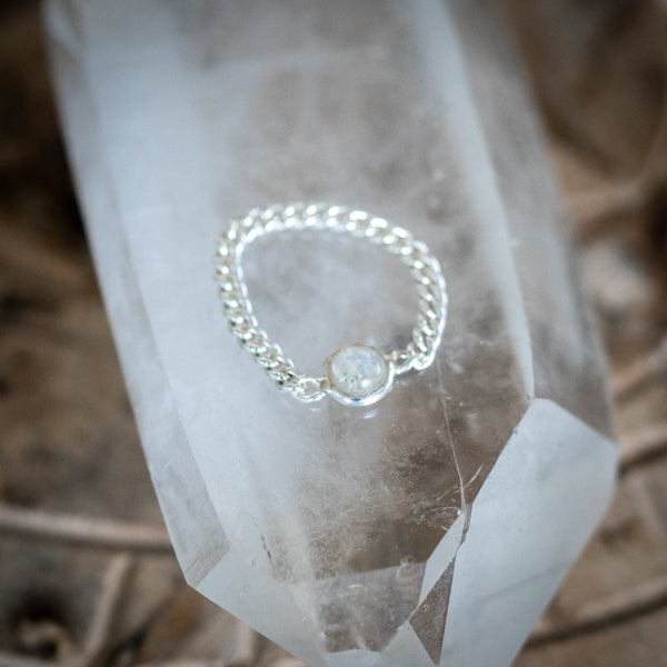 Moonstone Chain Ring