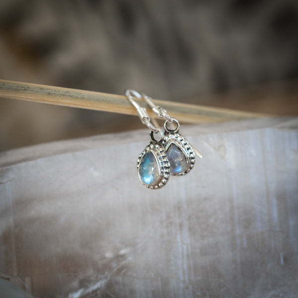 Pear Cut Moonstone Earrings
