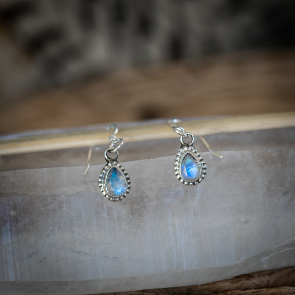 Pear Cut Moonstone Earrings
