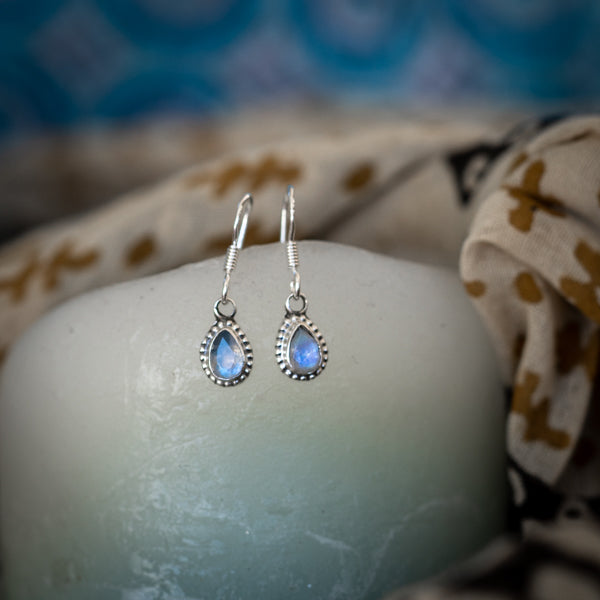 Pear Cut Moonstone Earrings
