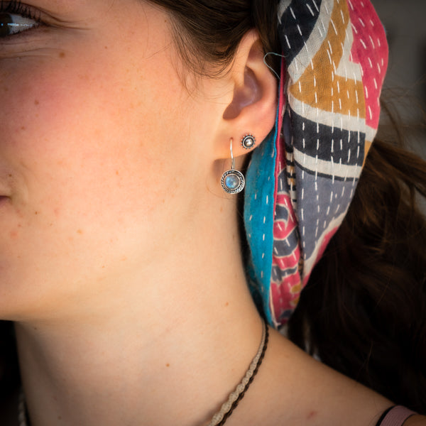 Circle Moonstone Earrings