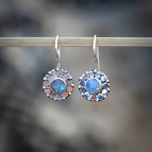 Cut Moonstone Flower Earrings