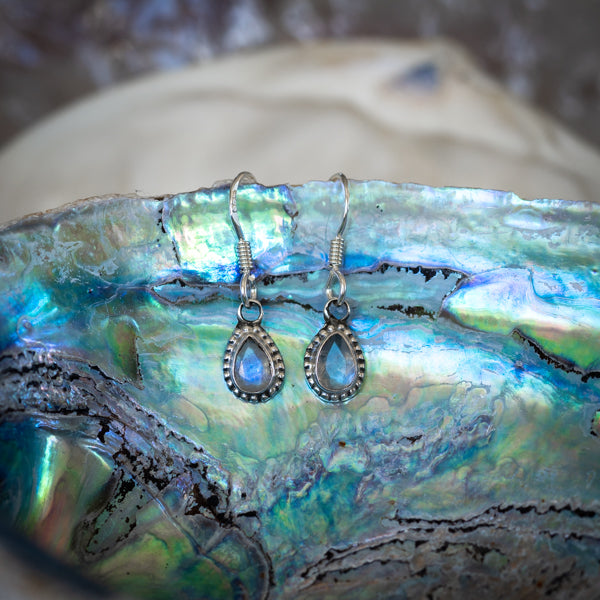 Pear Cut Moonstone Earrings