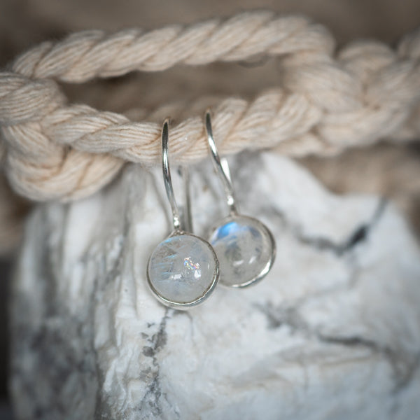 Round Moonstone Earrings