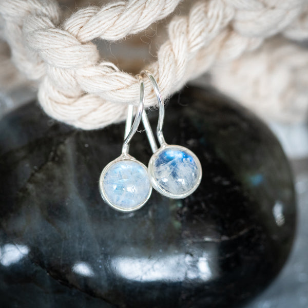 Round Moonstone Earrings
