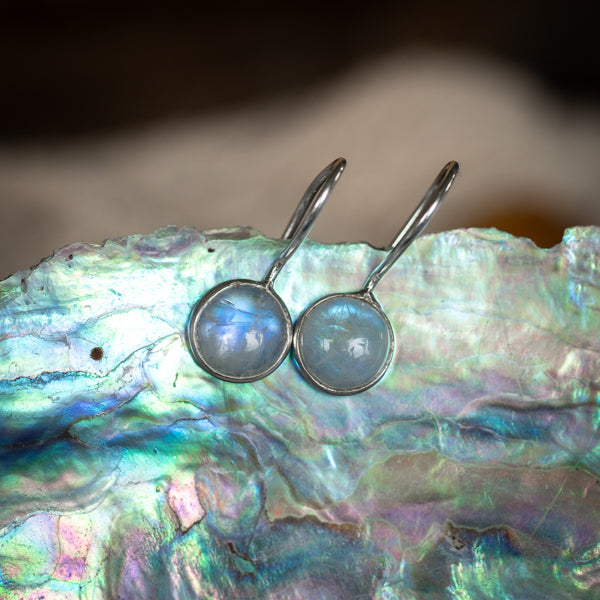 Round Moonstone Earrings