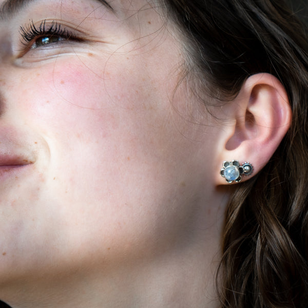 Moonstone Flower Studs