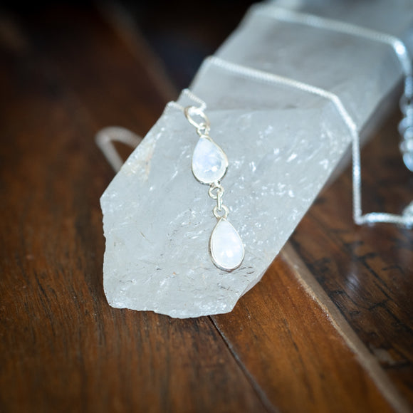 Double Pear Moonstone Necklace