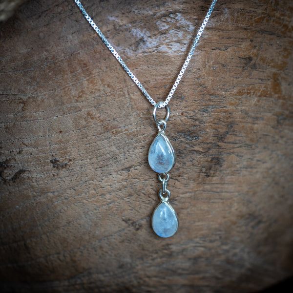 Double Pear Moonstone Necklace