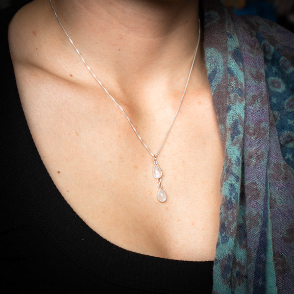 Double Pear Moonstone Necklace