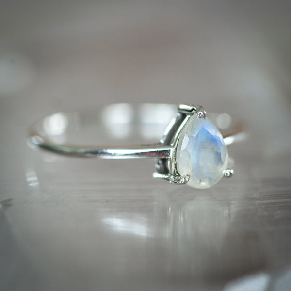Dainty Tear Moonstone Ring