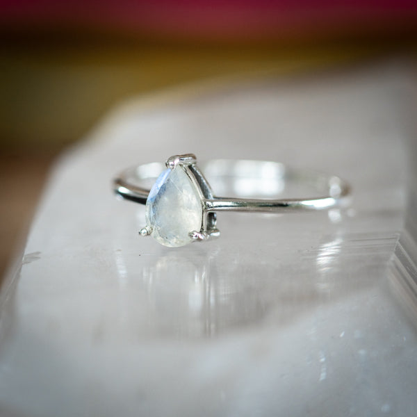 Dainty Tear Moonstone Ring