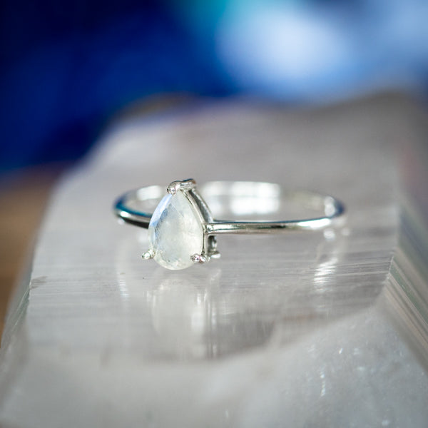 Dainty Tear Moonstone Ring