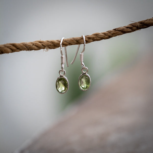 Oval Cut Peridot Earrings