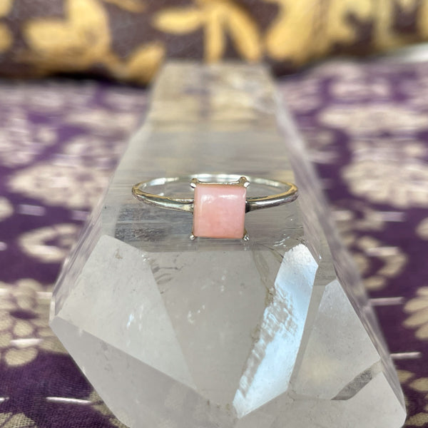 Square Pink Opal Ring