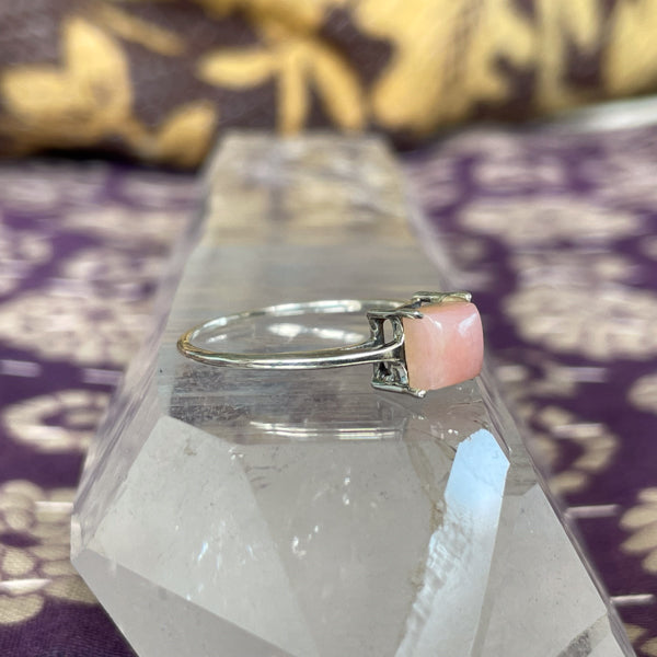 Square Pink Opal Ring