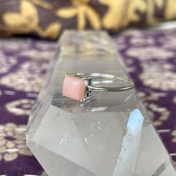 Square Pink Opal Ring