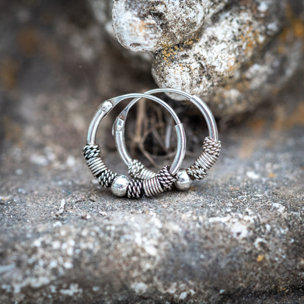 Silver Boho Hoop Earrings