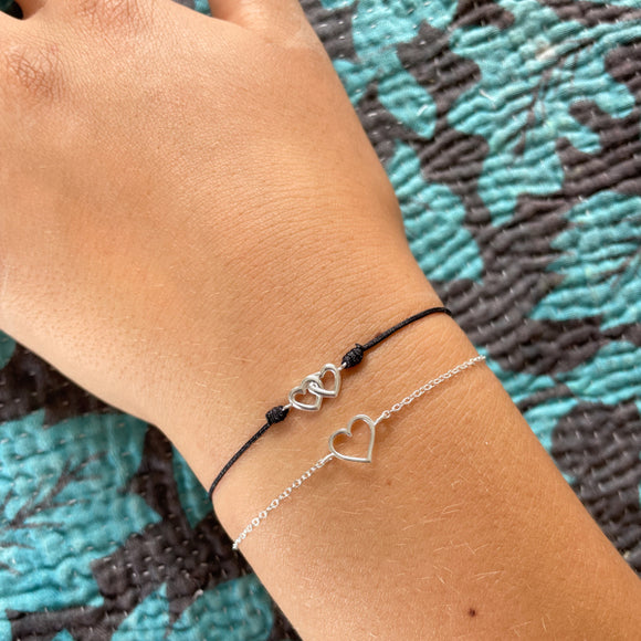 Double Heart Cord Bracelet