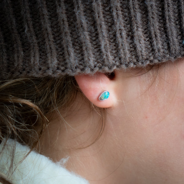 Dainty Tear Turquoise Studs