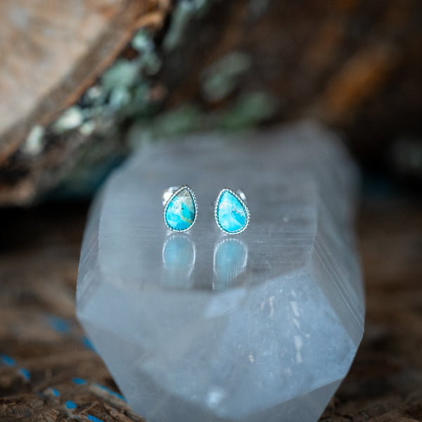 Dainty Tear Turquoise Studs
