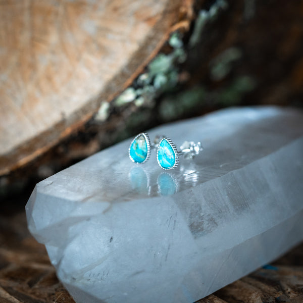 Dainty Tear Turquoise Studs