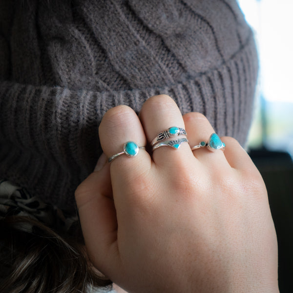 V Stacking Turquoise Ring