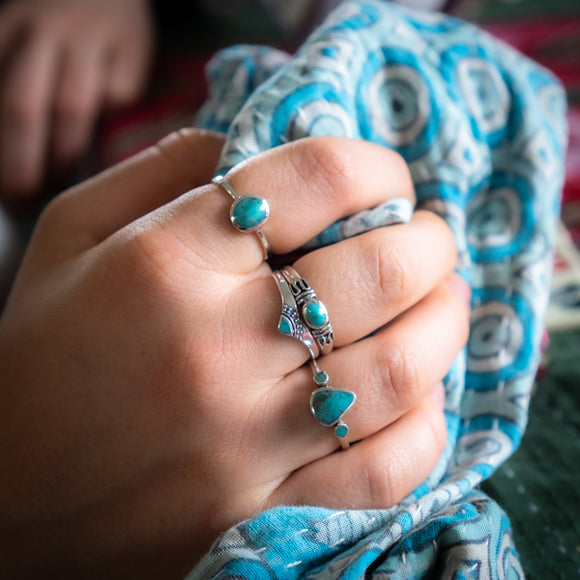 V Stacking Turquoise Ring