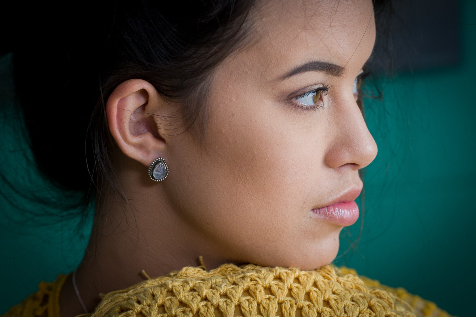 Raindrop Moonstone Studs