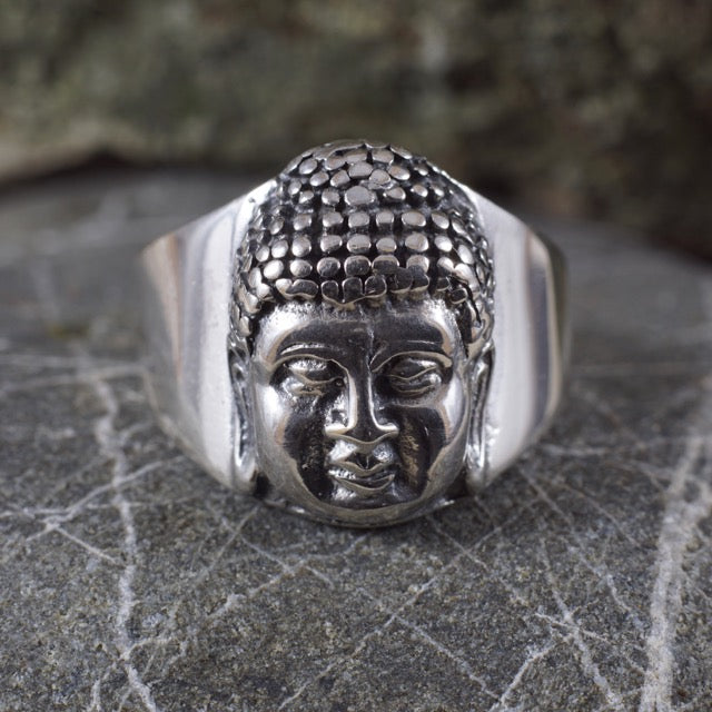 Sarah Buddha Face Finger Ring for Men - Silver : Amazon.in: Jewellery