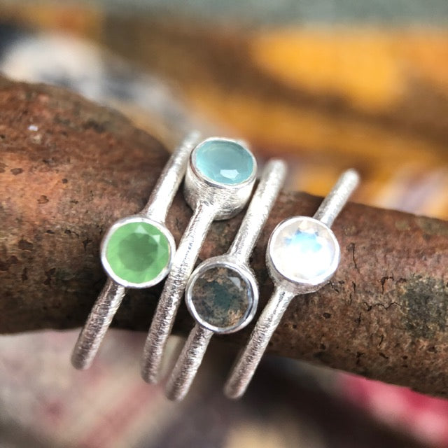 Prehnite Chalcedony Stacker Ring