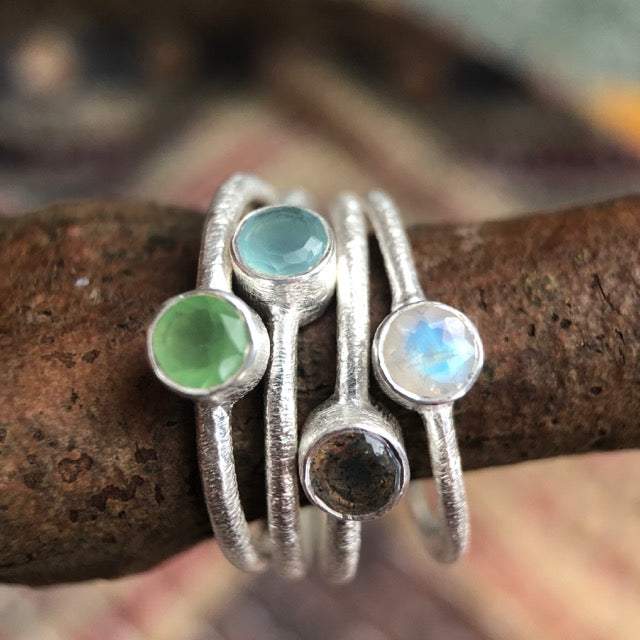 Prehnite Chalcedony Stacker Ring