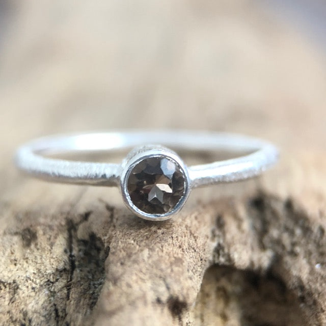 smokey topaz sterling silver stacker ring nz