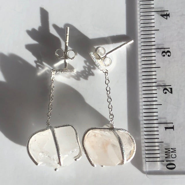 Crystal Quartz Nugget Earrings
