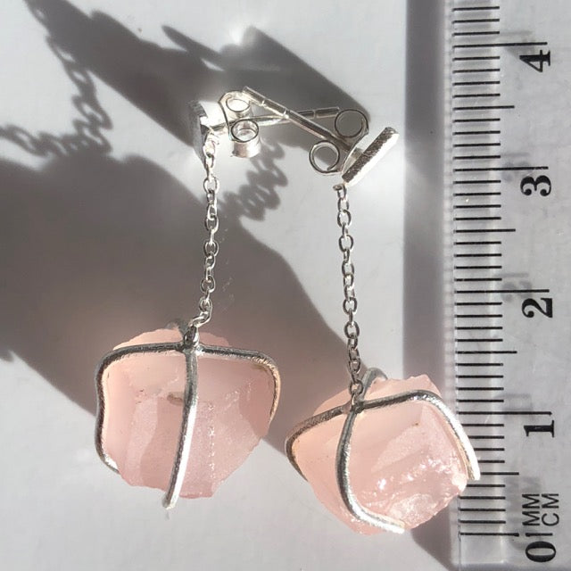 Rose Quartz Nugget Earrings
