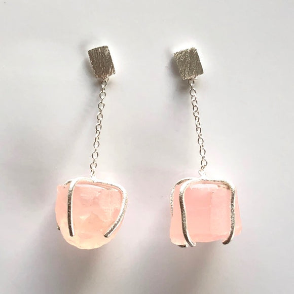 rose quartz boho sterling silver earrings nz