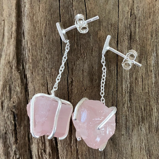 rose quartz boho sterling silver earrings nz