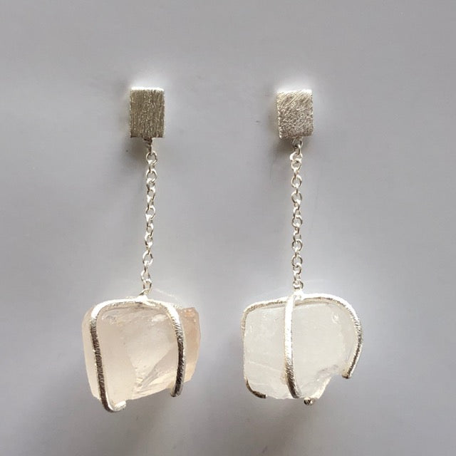 Crystal Quartz Nugget Earrings