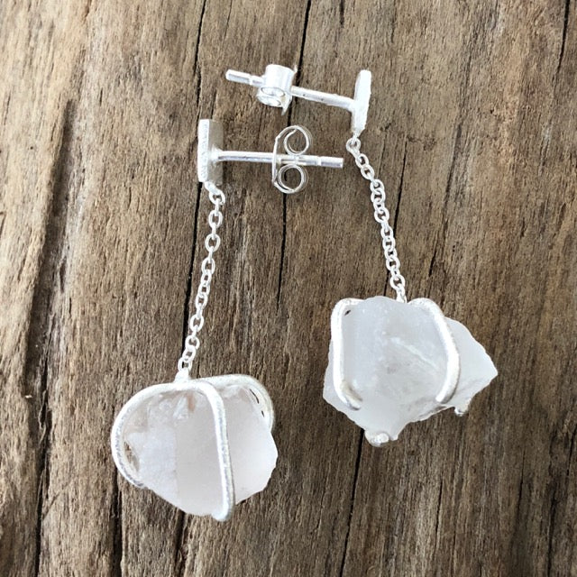 Crystal Quartz Nugget Earrings