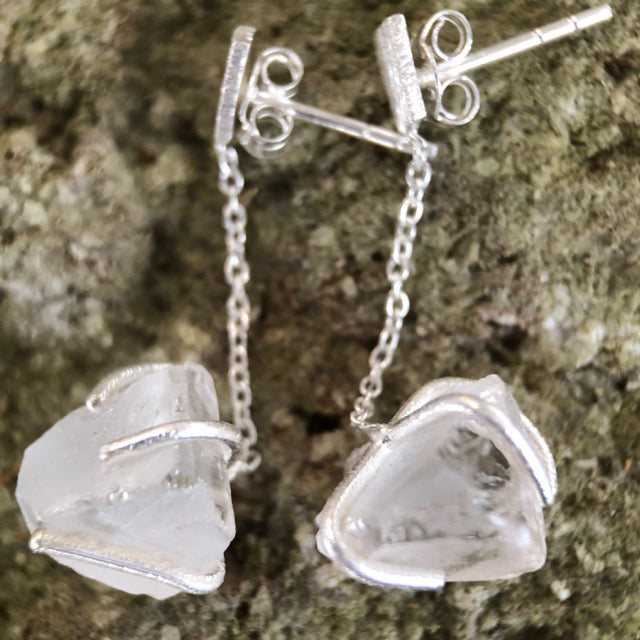 Crystal Quartz Nugget Earrings