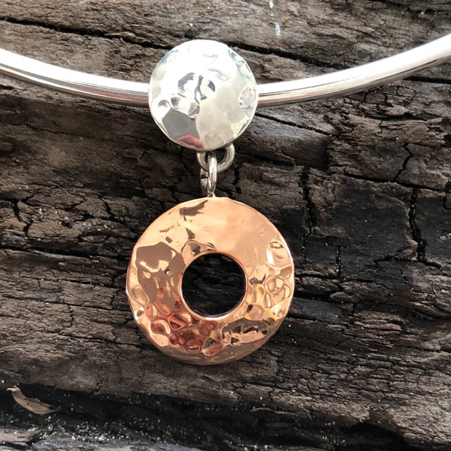 Beaten Copper Silver Pendant