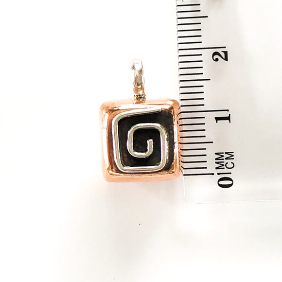 boho copper and sterling silver pendant made in mexico